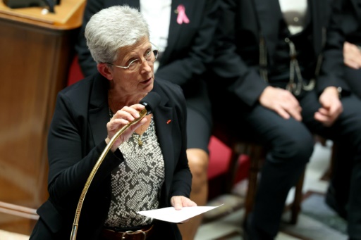 La ministre de la Santé Geneviève Darrieussecq, s'exprime lors d'une séance de questions au gouvernement à l'Assemblée nationale, à Paris, le 15 octobre 2024
