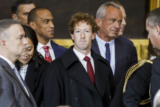 Mark Zuckerberg à la cérémonie d'investiture de Donald Trump, le 20 janvier 2025
