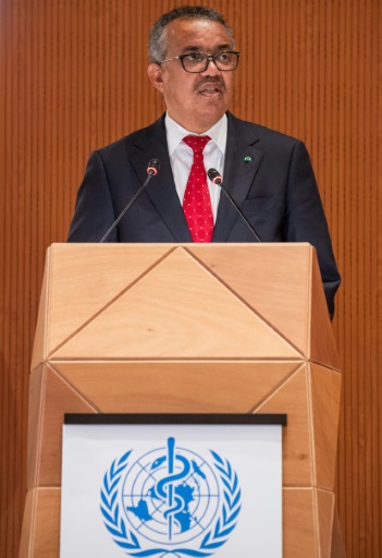 l'Ethiopien Tedros Adhanom Ghebreyesus, directeur général de l'OMS, le 22 mai 2022 à Genève

