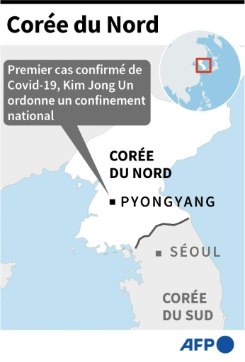 Carte de localisation de Pyongyang, la capitale de la Corée du Nord, où un premier cas de Covid-19 a été détecté
